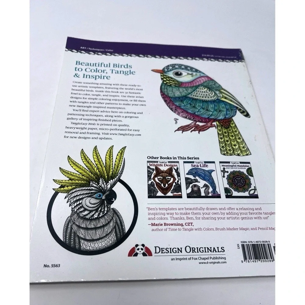 TangleEasy Birds Ben Kwok Zentangle Design Templates Coloring Art Book NEW NOS